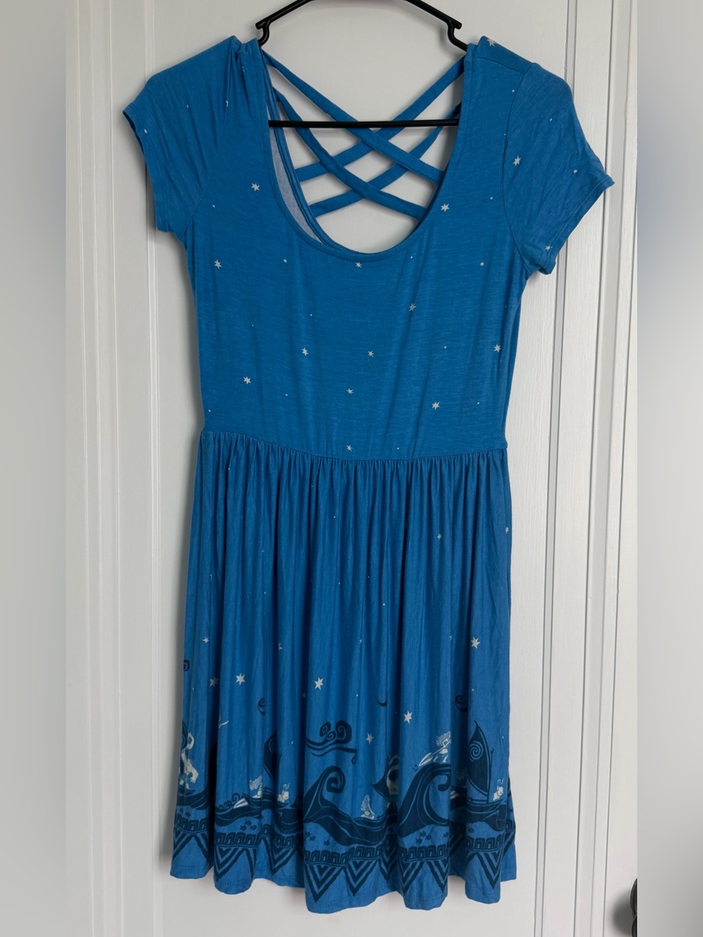 Disney Moana Border Print Dress NWT Small Criss Cross Back